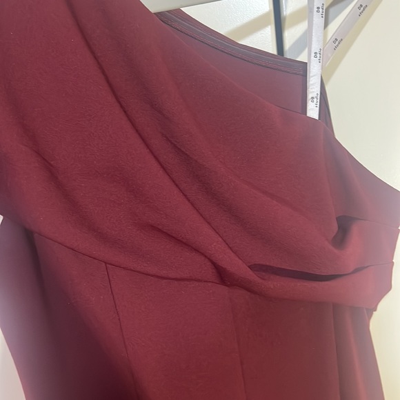 one shoulder Burgundy DB studio gown - Picture 3 of 3